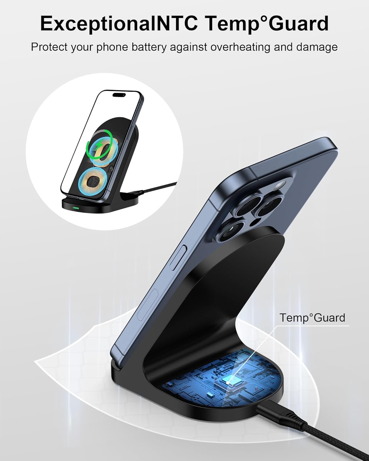 15W Fast Samsung Wireless Charger Stand, Qi Certified Wireless Charging Station for Samsung Galaxy S25 S24 S23 Ultra, Z Fold6, Z Flip5, Android Phone Wireless Charging Stand for iPhone 16 15 Pro Max
