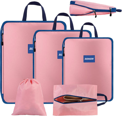 Romon Compression Suitcase Organizer Set, 5 Pieces Packing Cubes Compression, Space-Saving Suitcase Organizer for Clothes, Shoes, Underwear