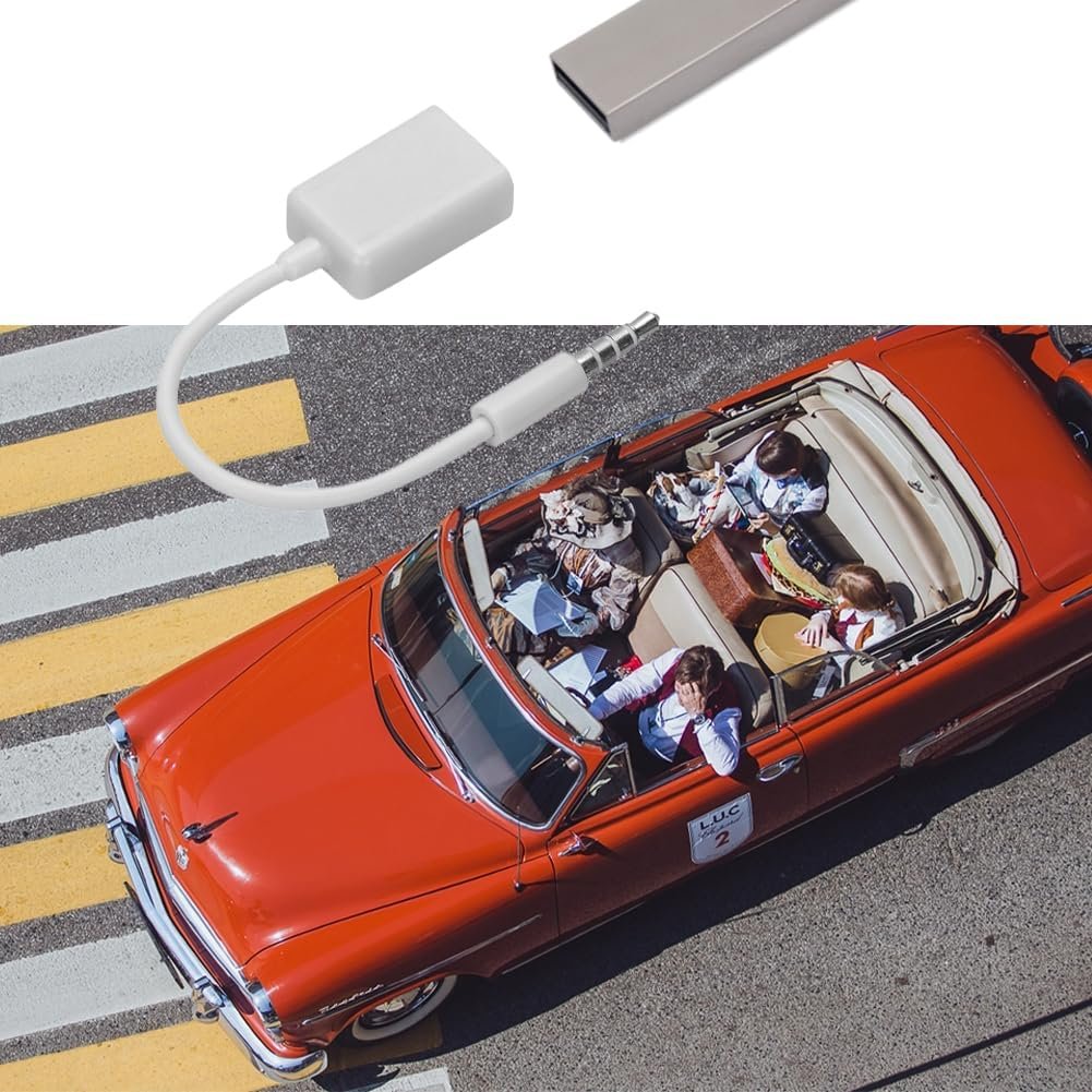 USB Female to 3.5mm Jack Audio Adapter, USB to Aux Audio Adapter 3.5mm Male Aux Plug Jack to USB 2.0 Converter Cable Cord Converter Cable for Playing Music with U Disk in Your Car