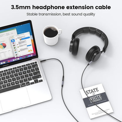 MOSWAG 6.6FT/2Meter 3.5mm Male to Female Extension Cable with Microphone Stereo Audio Adapter Nylon Braided Compatible for Home/Car Stereos Smartphones Headphones Tablets Media Players and More