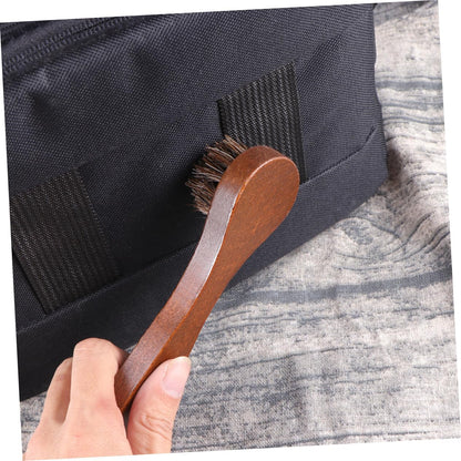 3pcs Wooden Long Handle Horse Hair Shoe Polishing Brushes Essential Cleaning Brushes for Men and Women Footwear Care/2946