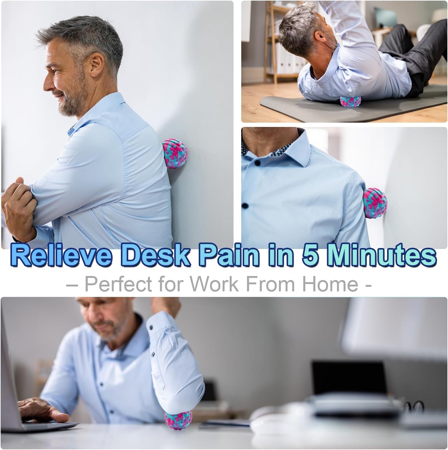 Massage Ball for Myofascial Release, Deep Tissue Massage for Back & Shoulder, Muscle Knot Relief, Pressure Point Therapy, Yoga Ball, Relieves Muscle Pain – Mobility Ball for Recovery, Small