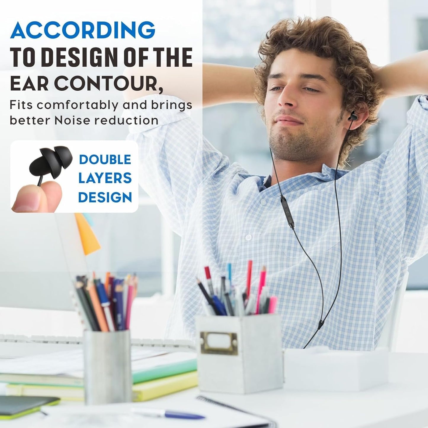 Hearprotek Sleep Earbuds, Lightweight Soft Noise Reduction Ear Buds Wired with Mic and Volume Control, 3.5mm Tangle Free Sleep Headphones for Side Sleepers, Snoring, Air Travel, Meditation, Relaxation