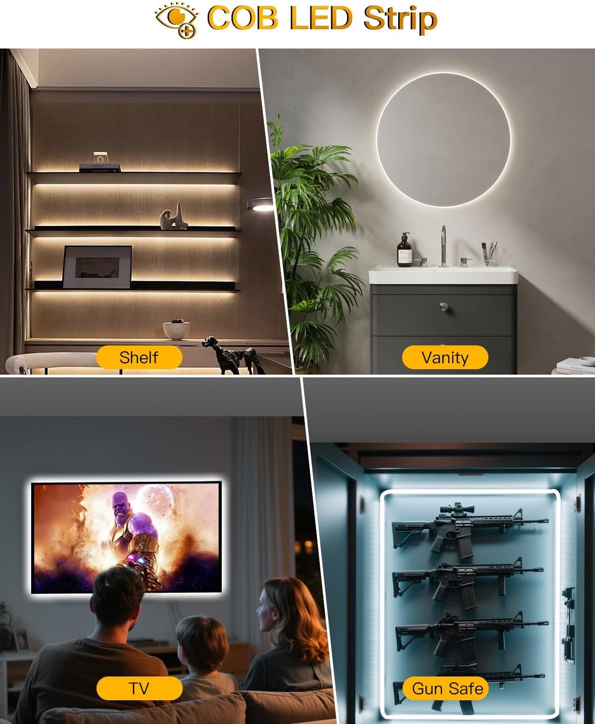 COB Led Light Strips, Amagle 2 Pack 13FT Motion Sensor Light Indoor 5000mAh Rechargeable Battery Powered Dimmable LEDs Closet Motion Activated Under Cabinet Lighting Led Lights Strip for Bedroom, TV