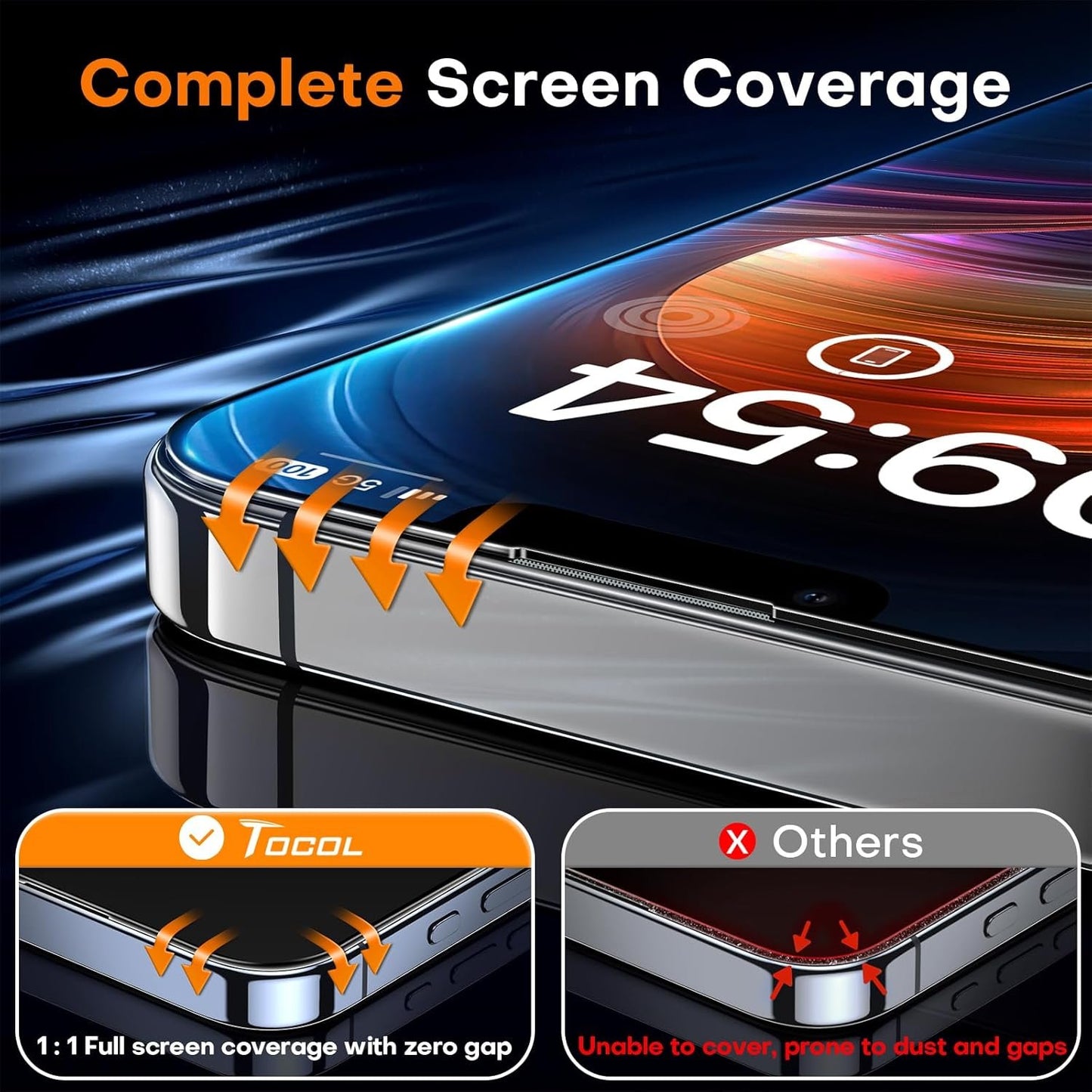 TOCOL 2 Pack for iPhone 14 Screen Protector [Instant Installation] [Auto-Dust Removal] [HD Clear], Unbreakable 9H+Hardness Shatterproof Tempered Glass [Bubble Proof] for iPhone 14