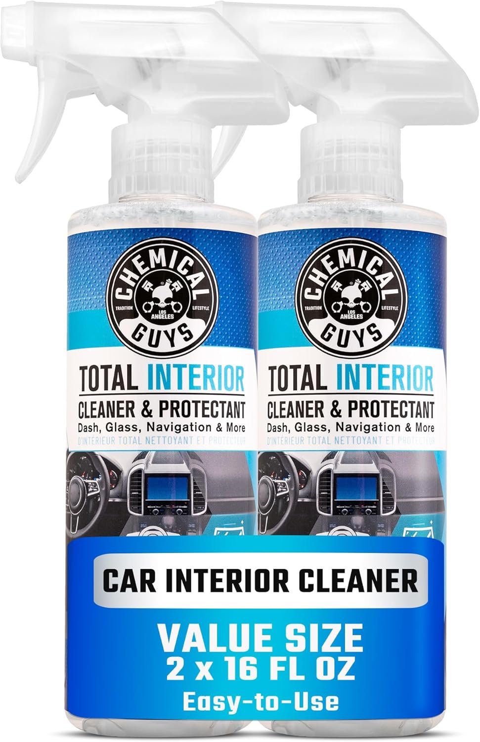 Chemical Guys Total Interior Cleaner and Protectant, Safe for Cars, Trucks, SUVs, Jeeps, Motorcycles, RVs & More, 16 fl oz, (2 Pack) SPI2201602