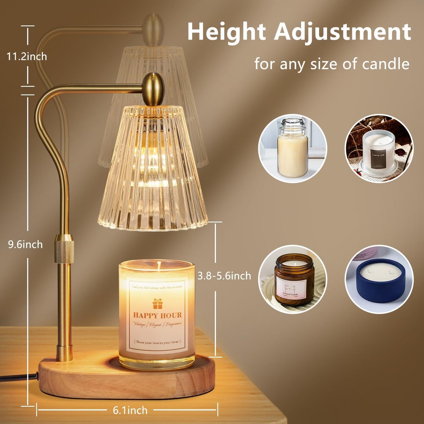 Imenlox Candle Warmer Lamp, with Timer and Dimmer, Adjustable Height, Birthday Gifts for Women Mom, Wax Melt Warmer for Scented Jar Candles, Home Decor