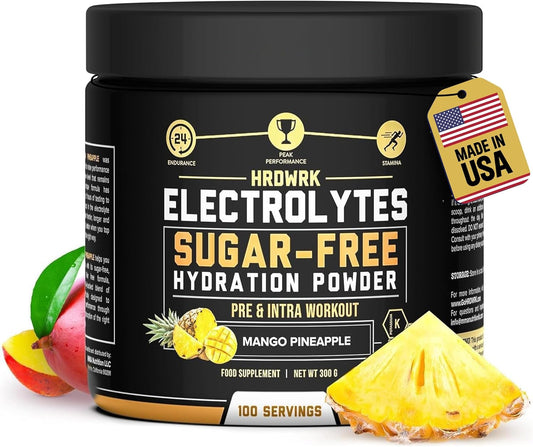 Hydrolyte Mango Pineapple - 100 Servings Sugar Free Electrolyte Powder with Magnesium, Potassium and Sodium - Boost Endurance and Reduce Fatigue with This Electrolyte Supplement - Keto Friendly
