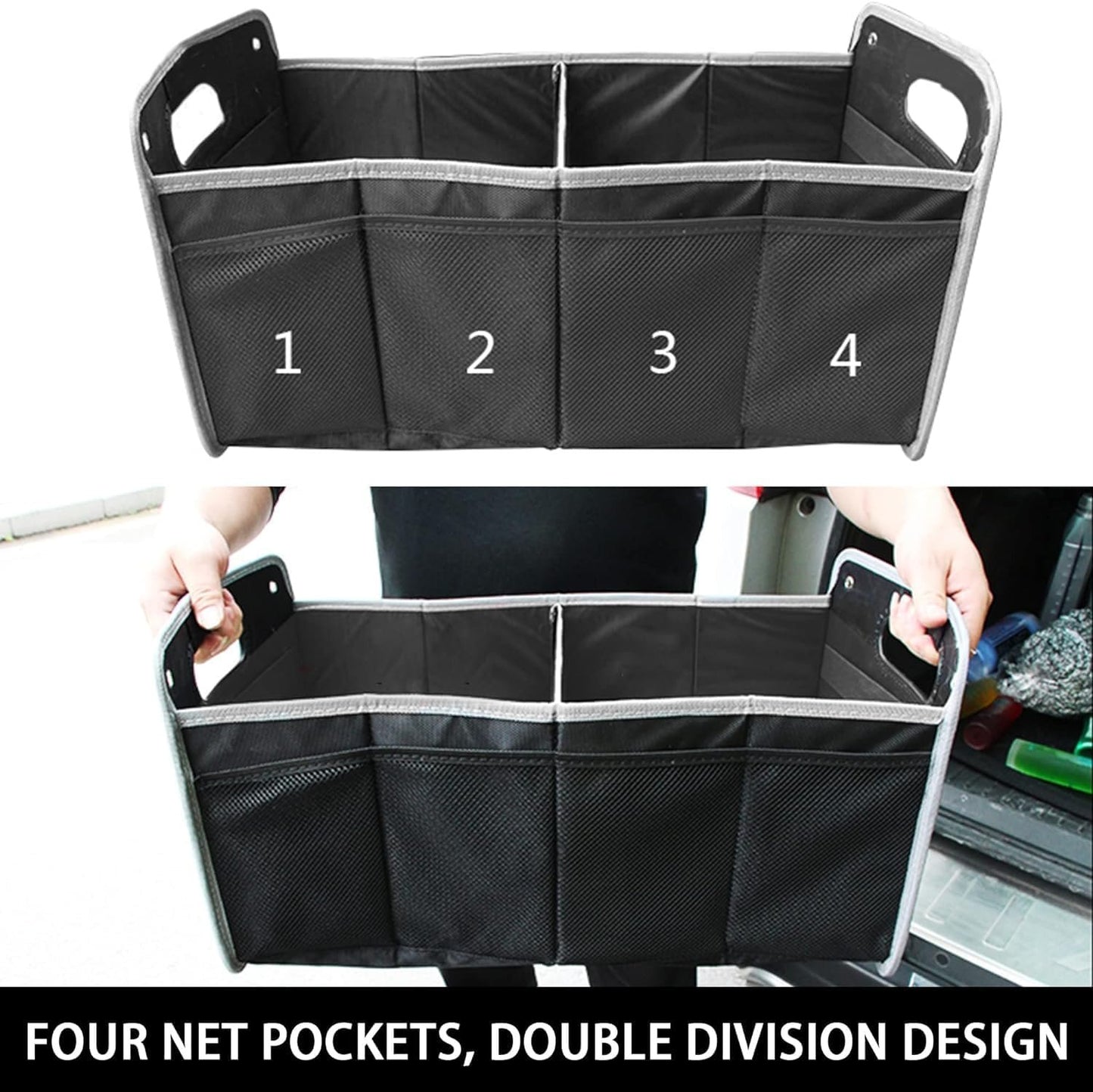 TOPABYTE Car Trunk Organizer, Rear Trunk Organizer Storage Collapsible Container, Tool Grocery bag organizer, Trunk Storage Organizer For X1 X3 X5 X6 X7 E30 3-Series 5-Seriers