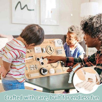 Montessori Large Busy Board for Toddlers - Wooden Sensory Toys -Fidget Toys for Autistic Children-Preschool Learning Activities Fine Motor Skills