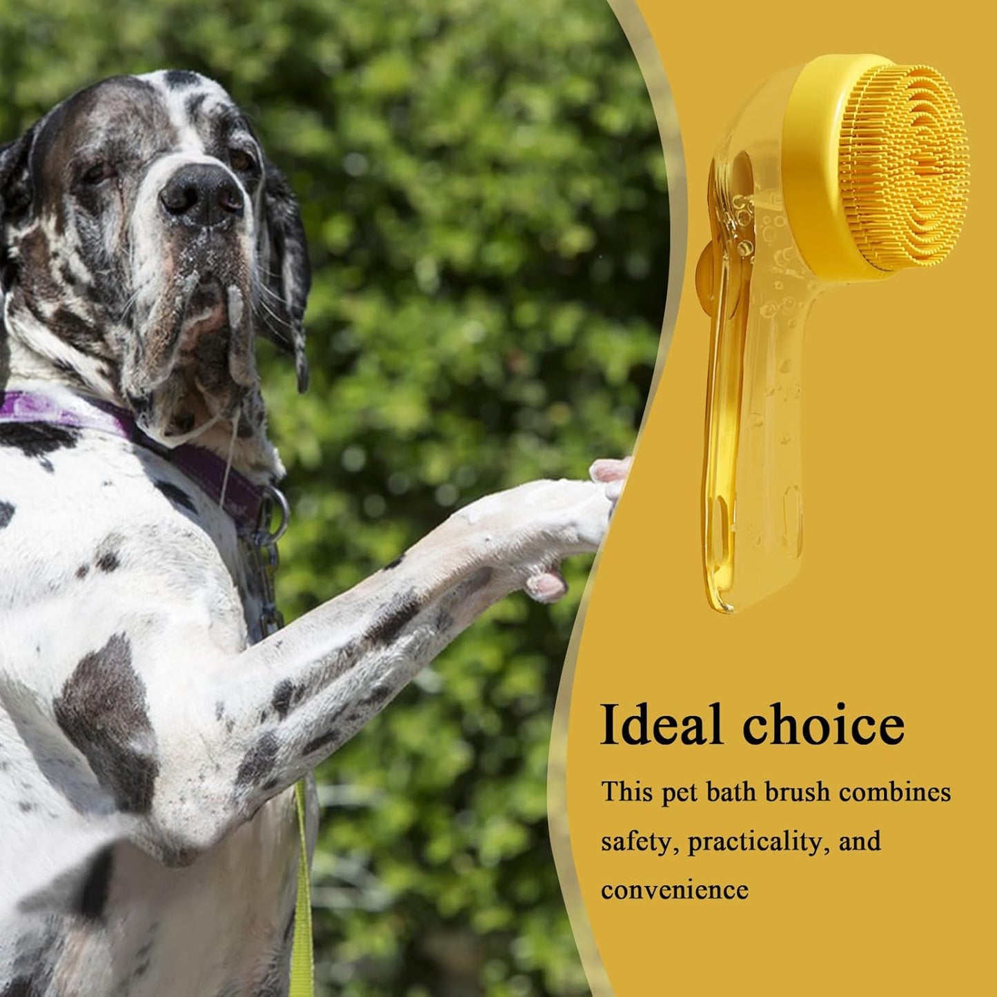 Dog Bath Brush, Pet Washing Brush, Gentle Puppy Comb, Slicker Scrubber Detangler for Kitten, Horse, Hygiene Cleaning, Dandruff Flea Matting, 7.48x3.35x1.18 inches, Green, Yellow