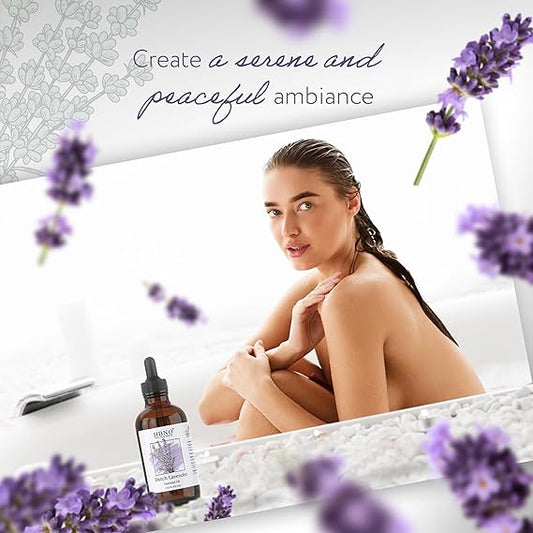 HBNO California Bottled Dutch Lavender Essential Oil 4 fl oz (120ml) - Natural Lavender Oil for Skin, Perfect for Cleaning, Aromatherapy, DIY & Diffuser