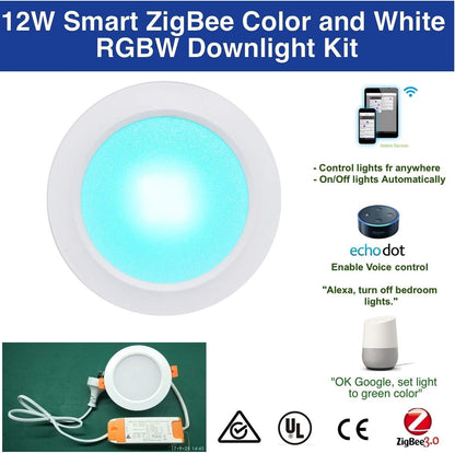 12W Smart ZigBee RGBW LED Downlight Kit Light Bulb Working with Echo Plus and Compatible ZigBee Bridge and Hub for Smart Home Automation Google Home Alexa Voice Control â€¦ (12)