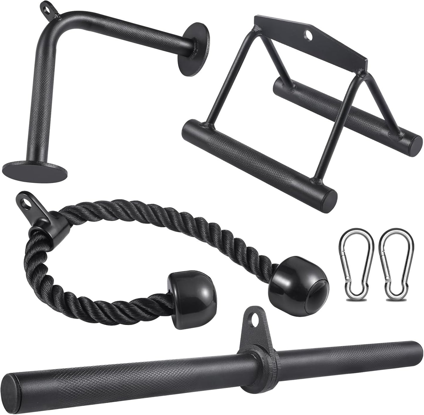 Workout Cable Machine Attachment for Home Gym, SERTT LAT Pulldown Attachments, Cable Accessories for Weight Training, Straight Pull Down Bar, Tricep Rope, Double D Row Handle