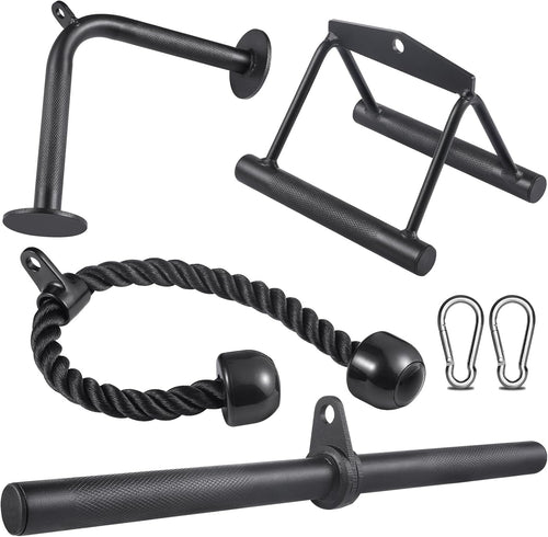 Workout Cable Machine Attachment for Home Gym, SERTT LAT Pulldown Attachments, Cable Accessories for Weight Training, Straight Pull Down Bar, Tricep Rope, Double D Row Handle