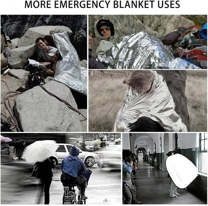 6 Pack Survival Blanket Outdoor Emergency Blanket Supplies, Emergency Blankets Mylar Thermal Blanket, Gigantic Space Blanket Survival Blankets Heavy Duty Camping Gear,Bug Out Bag (One Sided Gold)