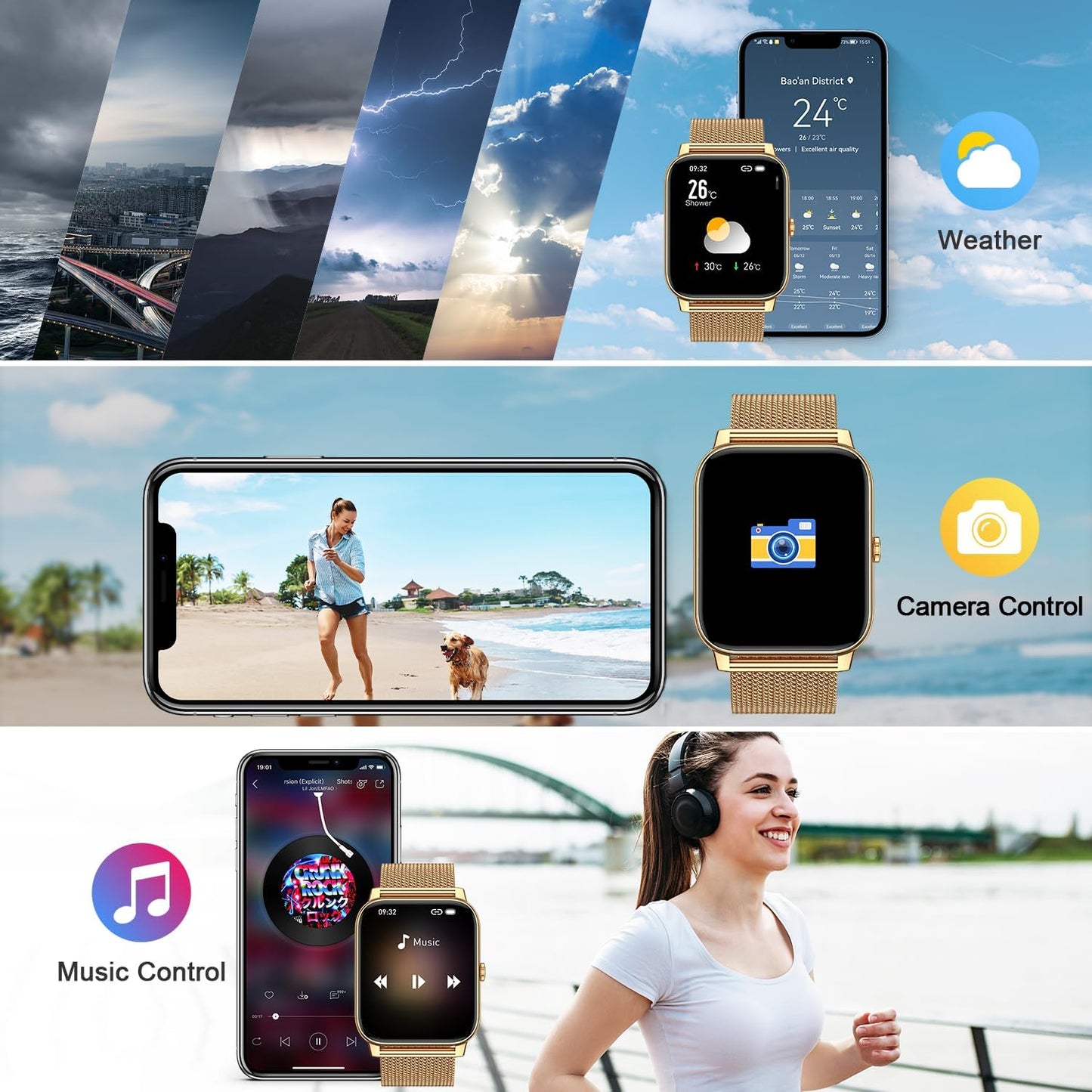 Smartwatch Women's Men's Fitness Watch: Bluetooth Call Answer Handsfree Waterproof Digital Smart Watch Tracker Heart Rate Monitor Spo2 Sports Calorie Pedometer for Android iOS Phone