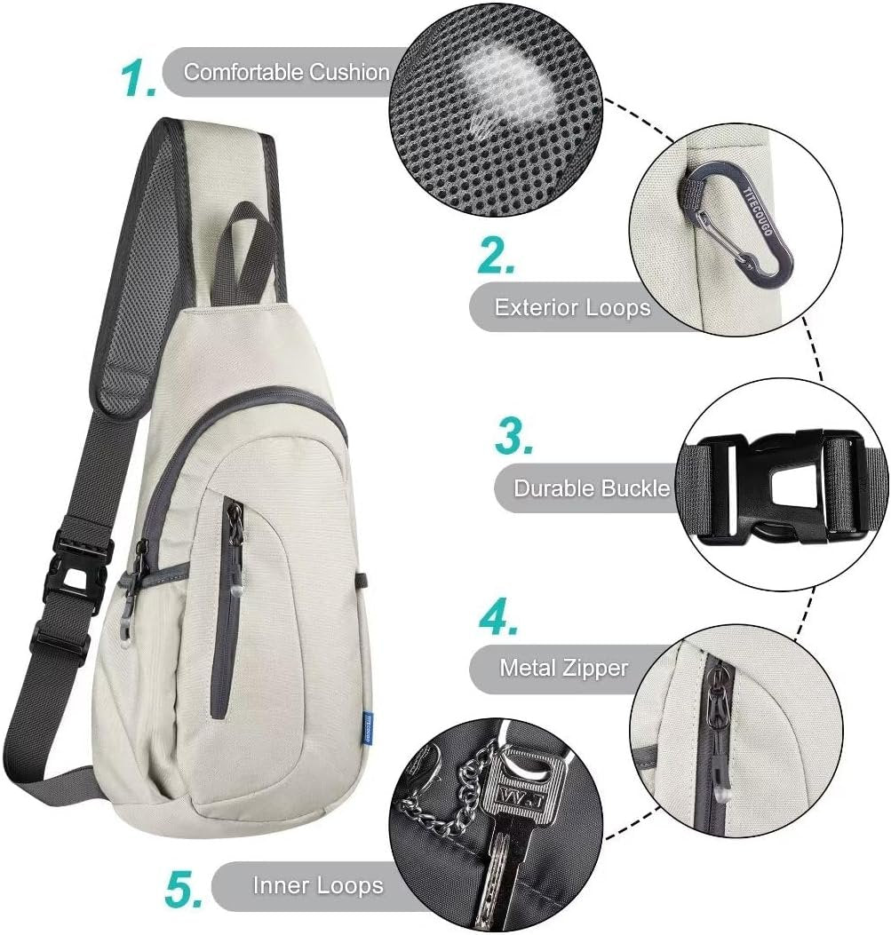 TITECOUGO Small Sling Bag Lightweight Crossbody Backpack for Men Women Shoulder Bag for Outdoor Sports
