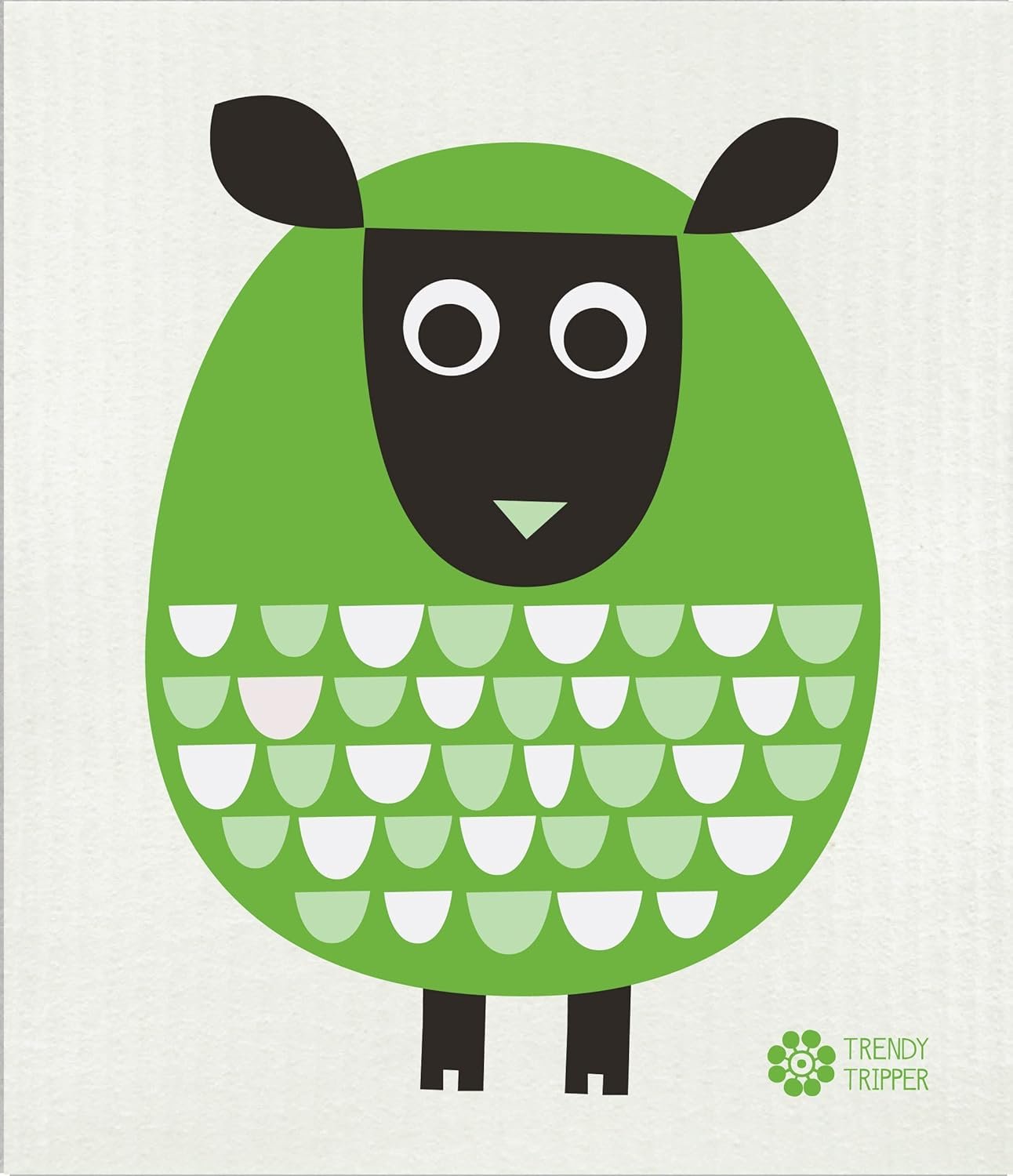 Trendy Tripper 3-Pack Earth-Friendly Swedish Dishcloth/Reusable Sponge Cloth Eco Sponge Modern Sheep (3 Pk: Bright Green + Red/Purple + Petrol)