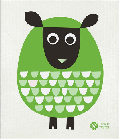 Trendy Tripper 3-Pack Earth-Friendly Swedish Dishcloth/Reusable Sponge Cloth Eco Sponge Modern Sheep (3 Pk: Bright Green + Red/Purple + Petrol)