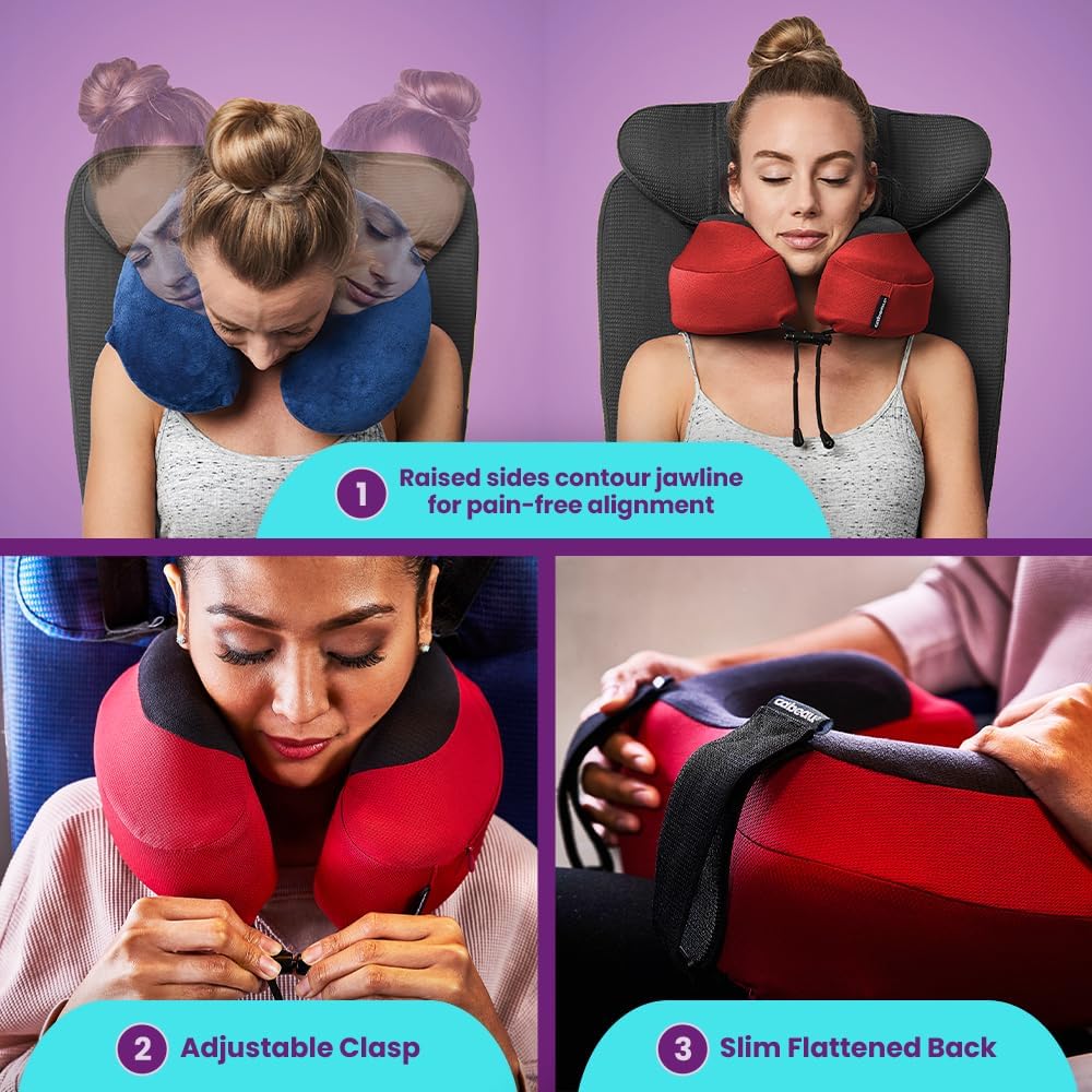 Cabeau Evolution S3 Travel Pillow - Straps to Airplane Seat - Ensures Your Head Won't Fall Forward - Relax with Plush Memory Foam - Quick-Dry Fabric Keeps You Cool and Dry (Jet Black).., Jet Black,