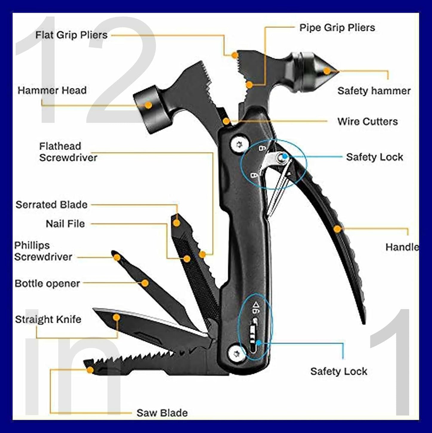 Tool Kit,Multi Tool For Men,Window Breaker Seatbelt Cutter,Multitool Knife,Car Safety Hammer,Cool Birthday Gift Idea For Men Adult Son,Car Escape Tool,Multifunctional Pliers,Travel Emergency Kit
