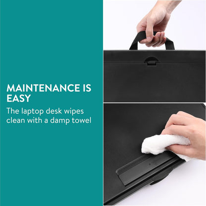 Navaris Adjustable Laptop Desk - Ergonomic Cushioned Lap Tray with 6 Levels - Ideal as Laptop Stand for Bed, Sofa, Lap Desk & Bed Desk - Features Lockable Storage Compartments