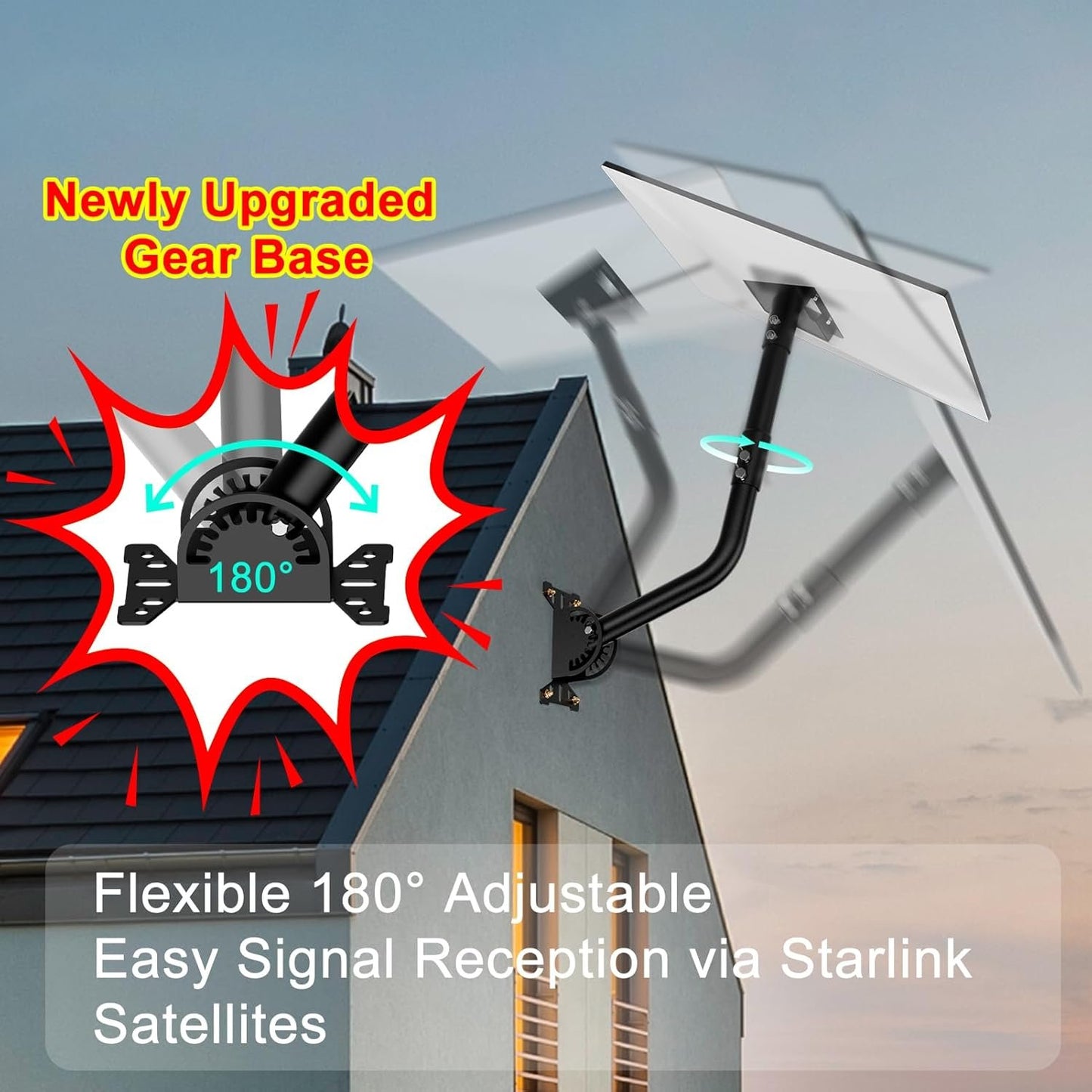 Mwin Starlink Gen 3 Mount, 180° Adjustable Starlink Mounting Kit Compatible with Gen 3, Starlink Pole Mount and Starlink Gen 3 Pipe Adapter, Wall Mount Roof Mount for Starlink Internet Kit Satellite