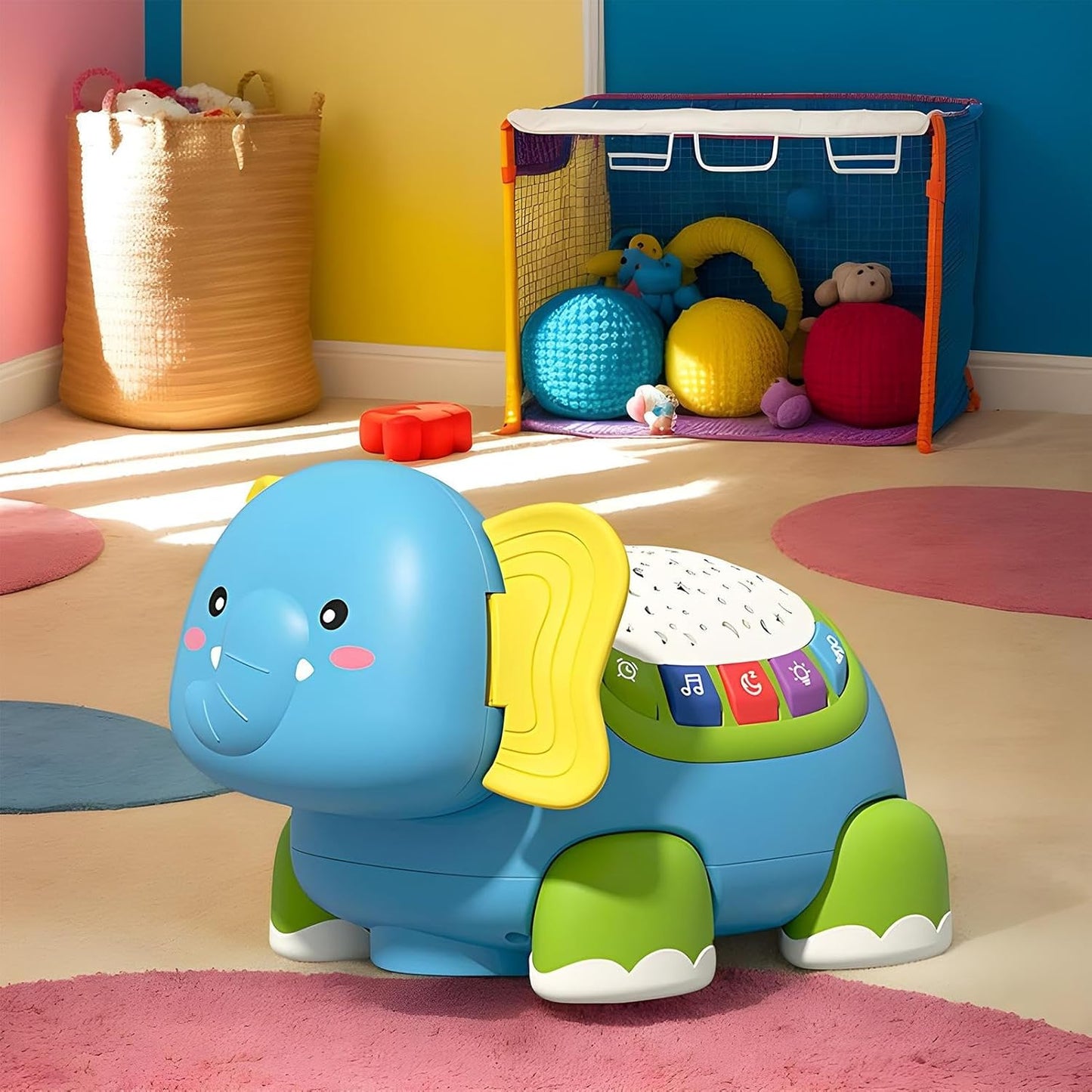 Crawling Toy, Musical Elephant Baby Toy, 7.09x5.31in Interactive Sensory Game, Funny Educational Play, Developmental Activity for Boys, Girls, Nursery Rooms, Home Play