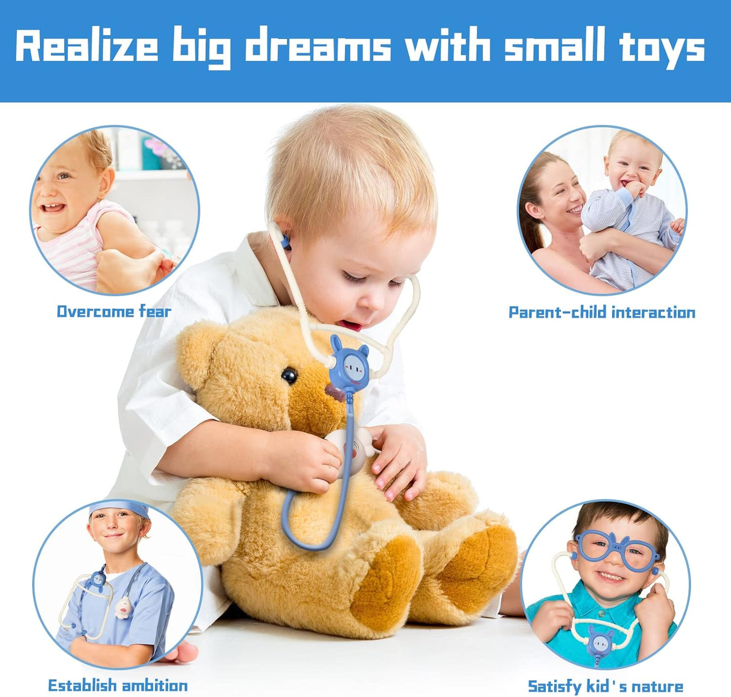 43PCS Kids Doctor Kit Toy, Pretend Play Medical Set for Toddlers, Role Play Playset for Boys Girls Aged 3-8