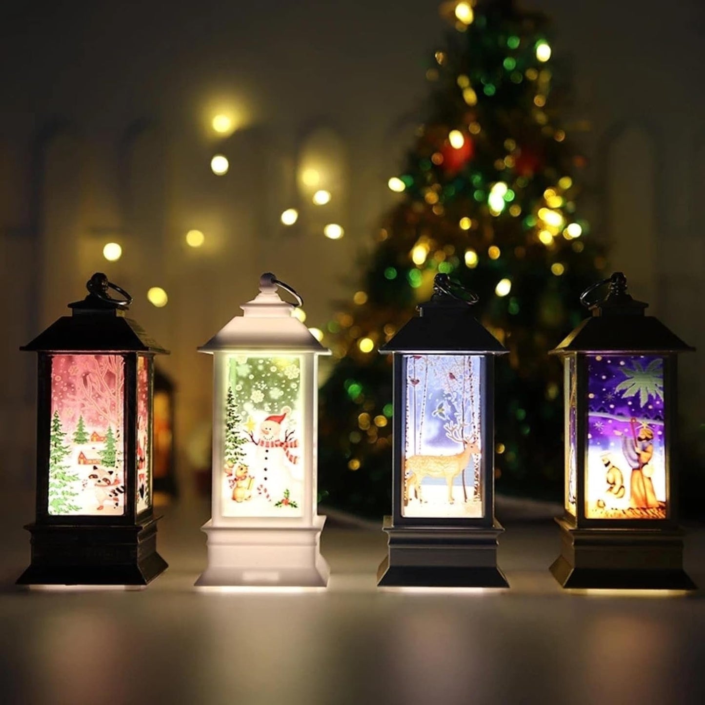 TOBILE Christmas Decorations Merry Christmas Home Decor Santa Claus Snowman Lantern Light Christmas Tree Ornament Christmas Gifts-Snowman White