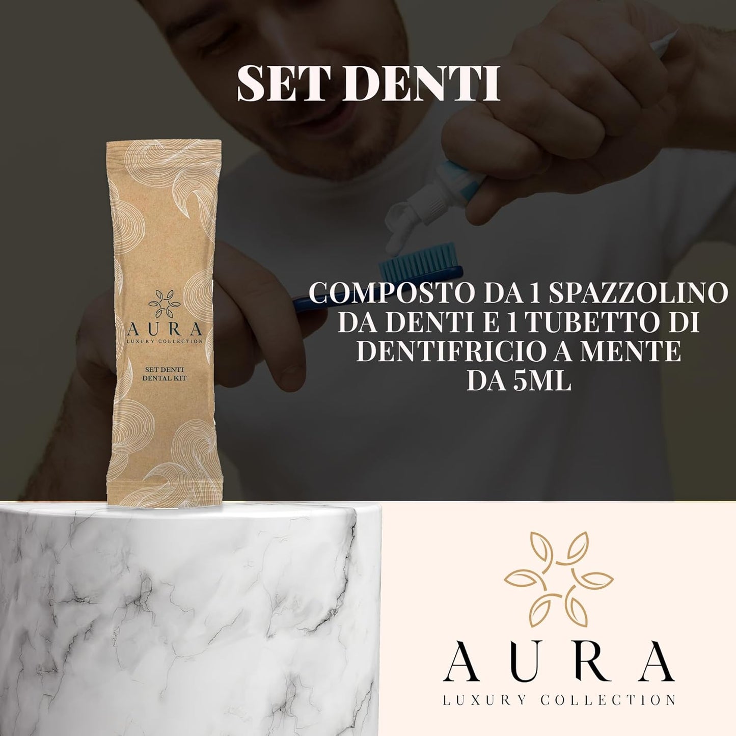 Aura Luxury Collection 260 Piece Kit with Body Cream, Shower Shampoo, Luxury Disposable Slippers, Vanity Set, Shaving Set, Oral Care Set + 500 Bands Guarantee!