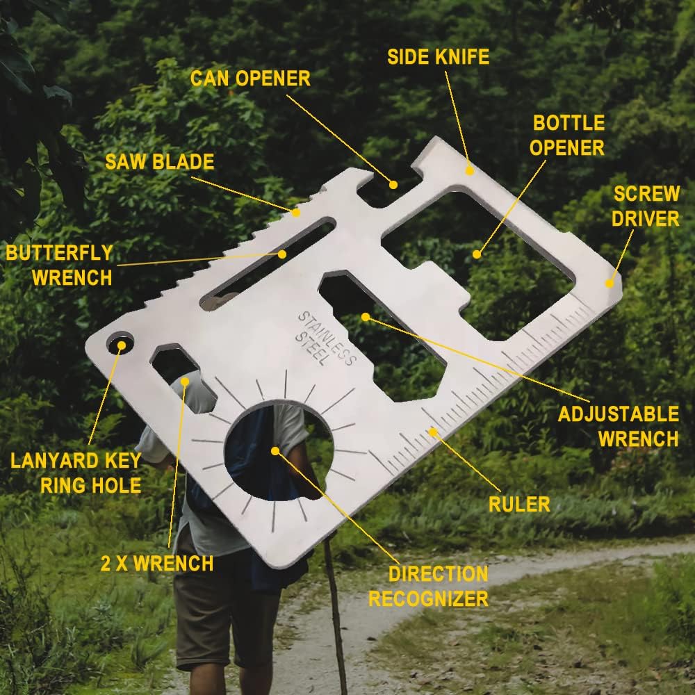 LORJE 11 in 1 Pocket Survival Credit Card Multi-Tool (1 Pack)