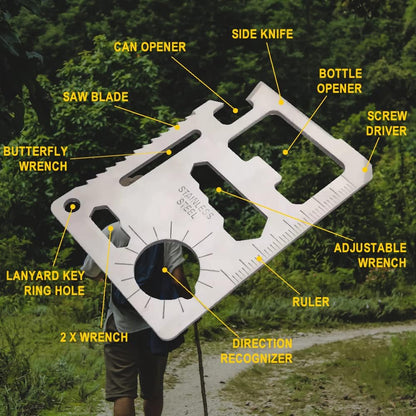 LORJE 11 in 1 Pocket Survival Credit Card Multi-Tool (1 Pack)