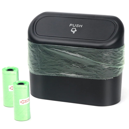 Car Trash Can Bin with Lid Small Leakproof Car Garbage Can Mini Vehicle Trash Bin w/ 40pcs Car Trash Bags Garbage Dustbin Organizer Container for Car Office Kitchen Bedroom Home (1)