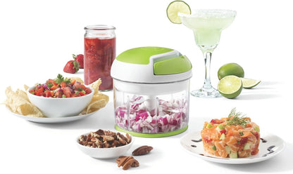 Starfrit Pull Chopper - Multi Purpose Manual Food Processor - Three Blade System for a Faster Cut - From Large Chunks to Purée - Self-Retracting Cord - Fruits, Vegetables, Meats and Crushes Ice