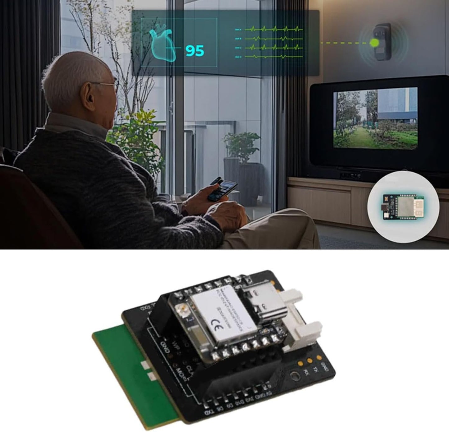 MR60BHA2 60GHz Millimeter Waving Sensoring for Breathing and Heartbeat Detection for Home Automation and Elderly Care