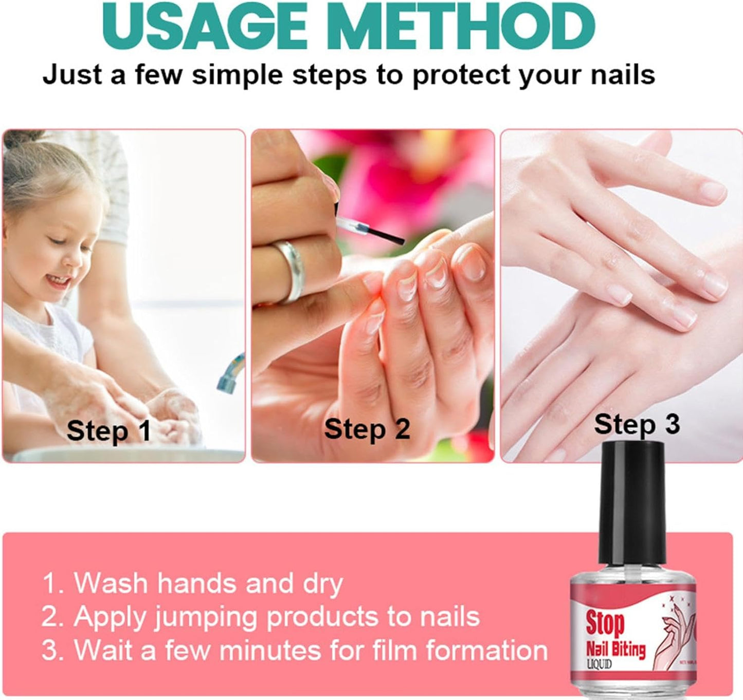Anti Nail Biting Polish For Kids Adults, 10ML Nail Biting Treatments, Anti Bite Nail Polish, Thumb Sucking Stop, Bitter Taste, Safe Effective, Non-Glossy Invisible Coating for Nail Care