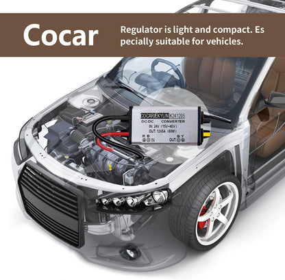 DC 24V to 12V Converter, Cocar Step-Down 5A 60W Transformer Converter Adapter Power Supply Regulator for Heavy Duty Car Truck Vehicle Solar System, etc. (Accepts DC15-40V Inputs)