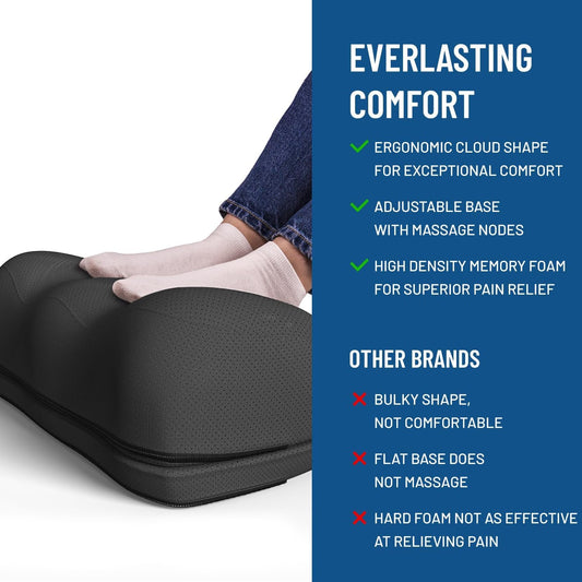 Everlasting Comfort Adjustable Cloud Foot Rest for Under Desk at Work with Pressure Point Nodes - Ergonomic Memory Foam Office Foot Stool & Desk Footrest for Gaming & Home Office, Supports Posture