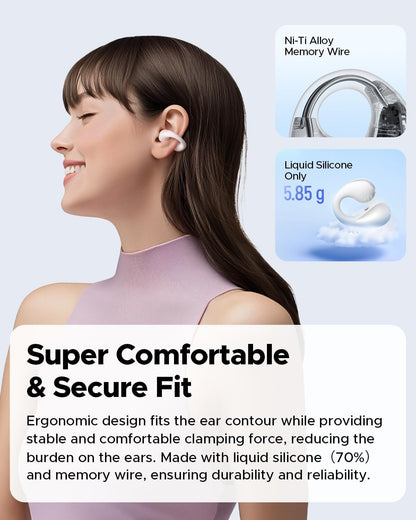 SoundPEATS PearlClip Pro Ear Clip Earbuds, Open-Ear Wireless Earphones Bluetooth 5.4 with Mic, IPX5 Waterproof, Clip On Headphones 24 Hours Playtime, APP Control for Running/Cycling/Fitness