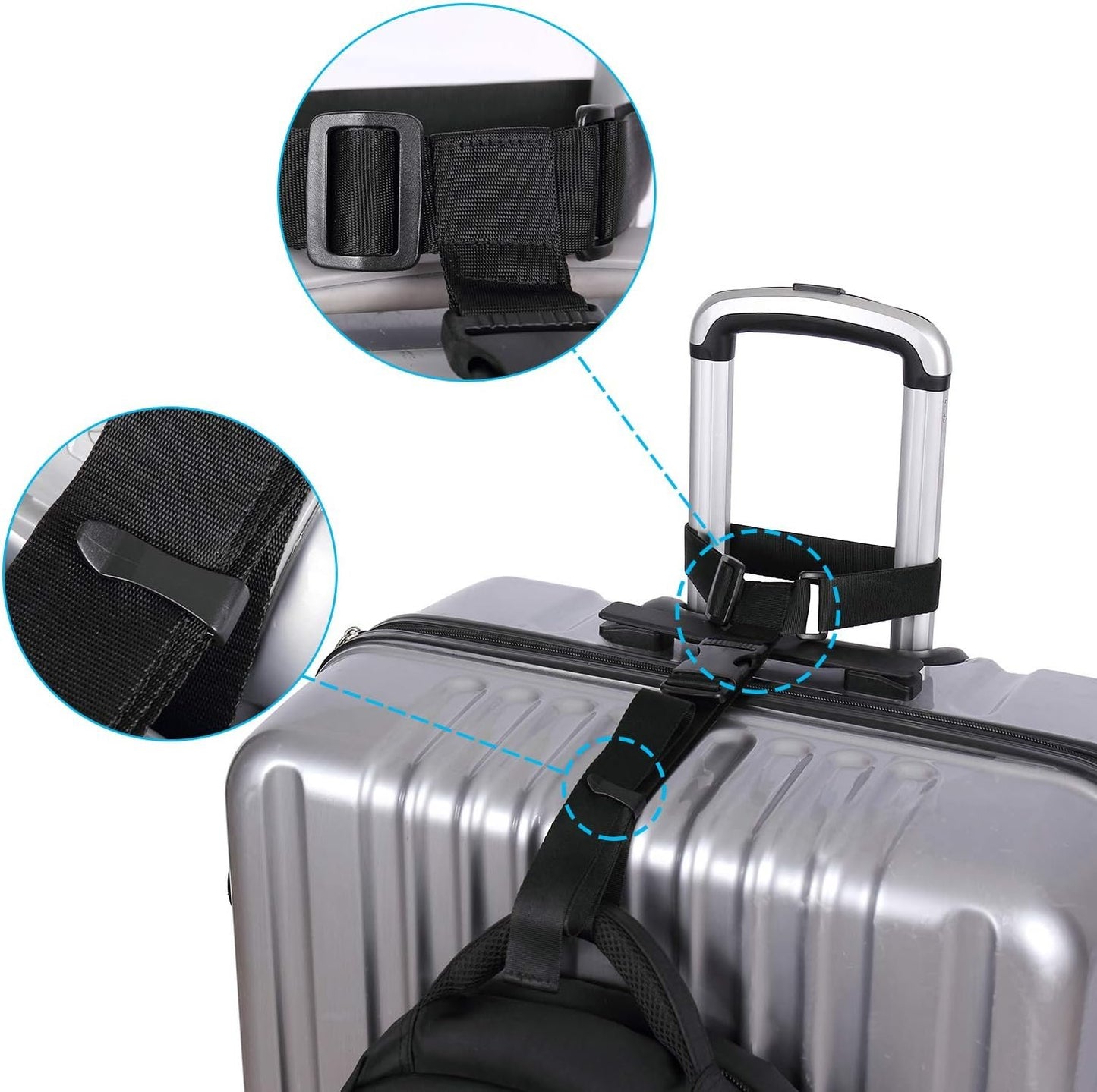 Vigorport Luggage Connector, Straps for Suitcase, Add A Bag Adjustable Attachment Accessories 1.25" Endless for Connect Your 3 Luggage Together-2 Pack
