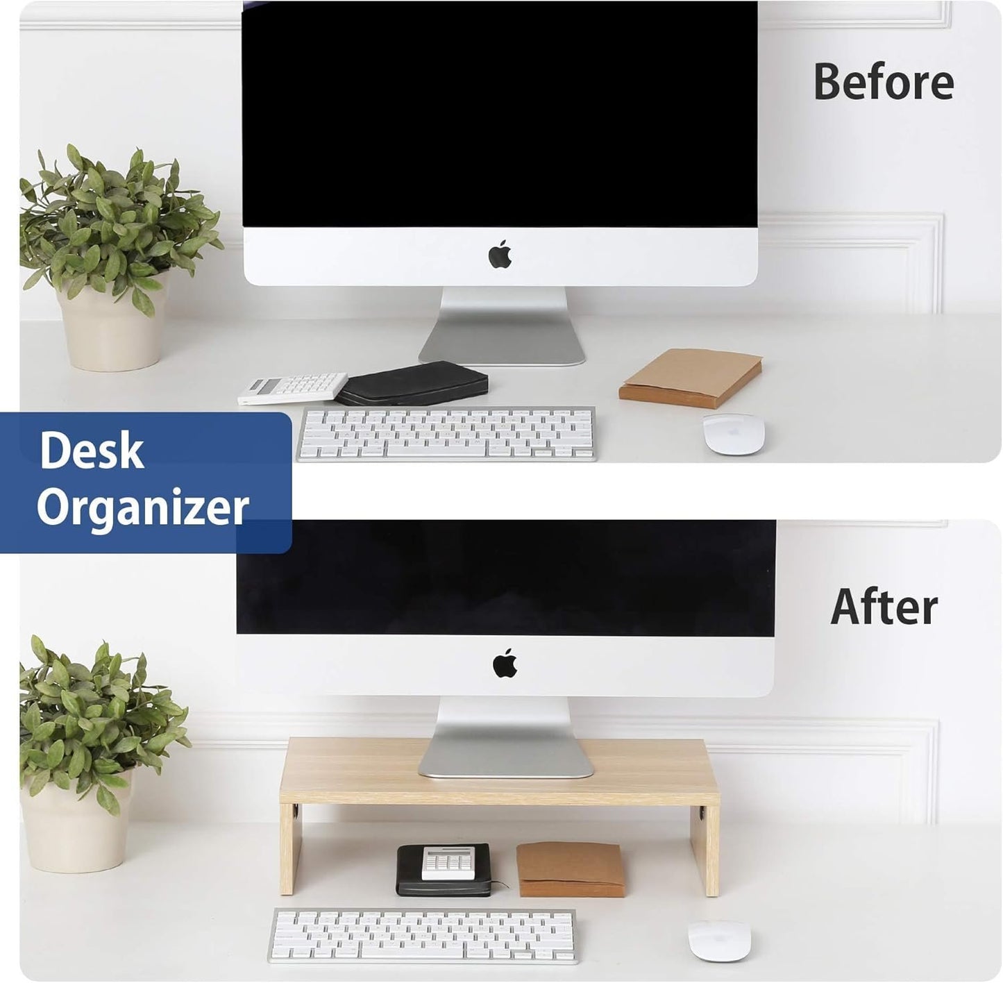 FITUEYES Computer Monitor Riser 16.7 inch Laptop Stand Save Space Desk Organizer with Keyboard Organizer Space (Oak)