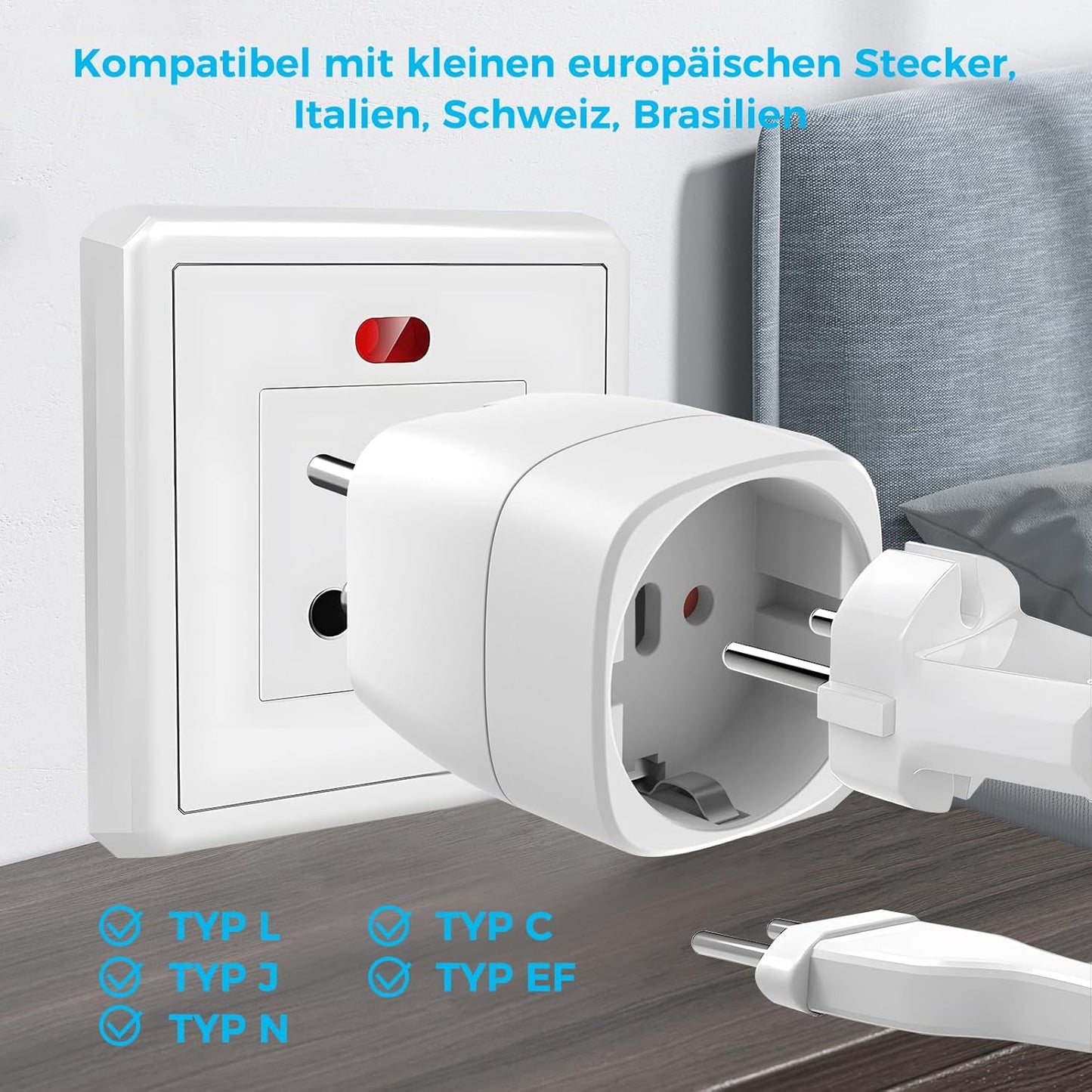 Oliveria 2 Pcs Travel Adapter EU India Travel Plug Adapter Schuko EU to Type D Plug for India, Sri Lanka, Nepal, Congo Travel Adapter