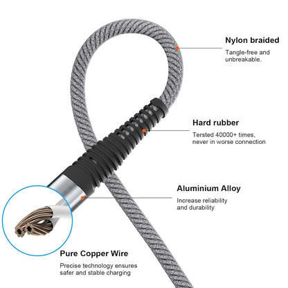 Aywenny Multi Charging Cable 2Pack 4FT Nylon Braided Universal 4 in 1 Multiple USB Cable 3A,with 4 USB-C Port Adapter,Compatible with Cell Phones Tablets Universal Use for Galaxy S22 S20 S9 (Grey)