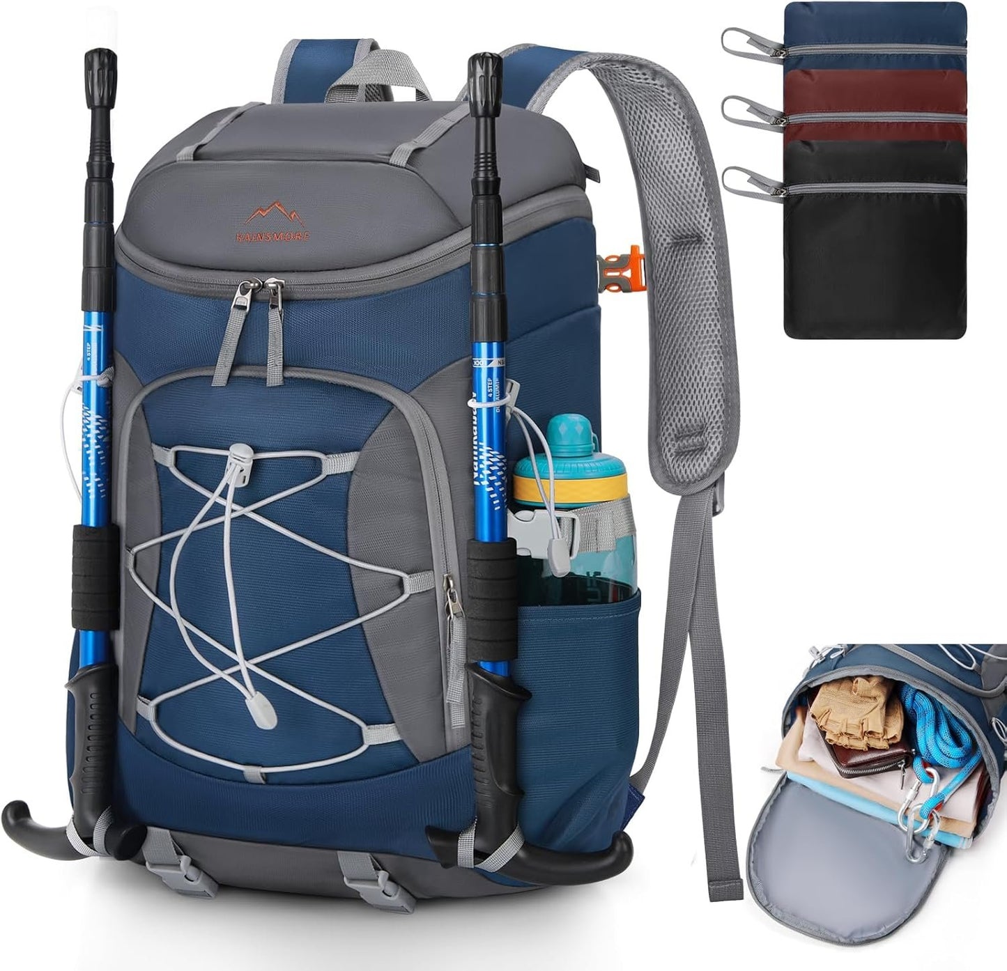 RAINSMORE Packable Hiking Backpack for Men Women Foldable Camping Backpack 40L Waterproof Hiking Daypack Lightweight