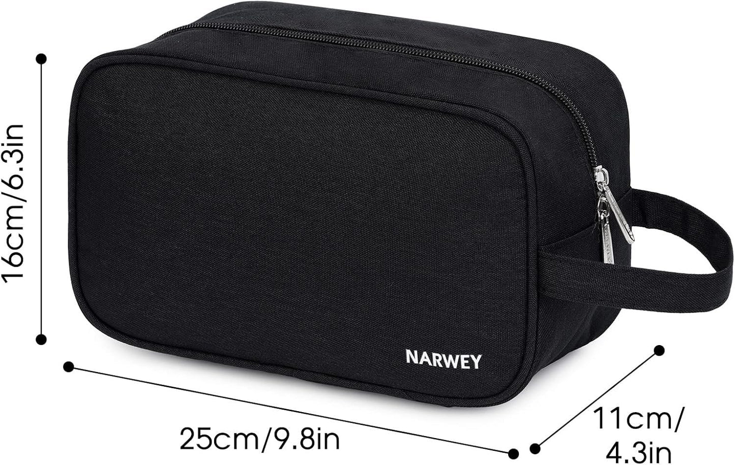 Narwey Travel Toiletry Bag for Men and Women Traveling Dopp Kit Shaving Bag for Toiletries Accessories (Black)