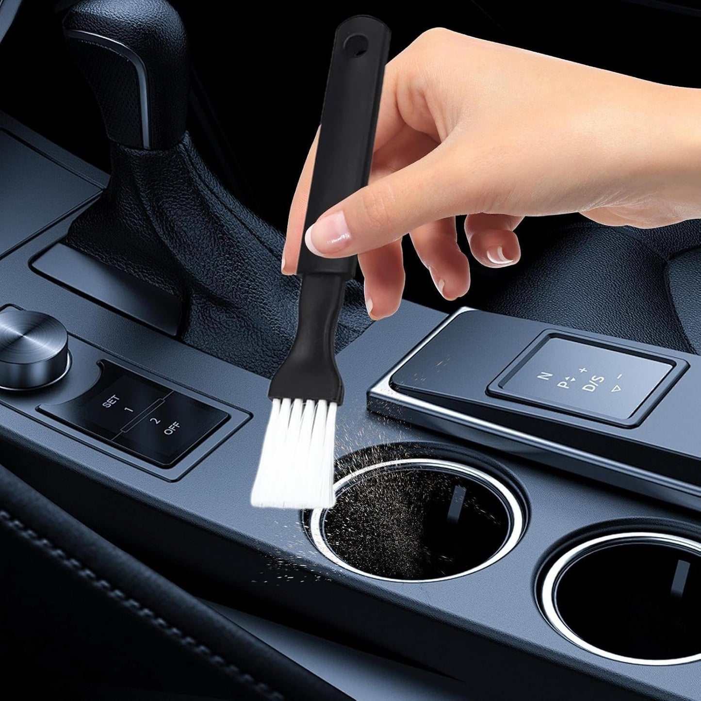 Iouyjiu Car AC Cleaner Brush, Interior Detailing Tool, Air Vent Duster, Double-Pack Cleaning Accessory, Narrow Gap Scrubber, Featuring High-Grade, PP Nylon Material