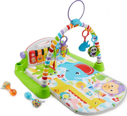 Fisher-Price Baby Playmat Deluxe Kick & Play Piano Gym, Green Musical Learning Toy with 2 Rattle Maracas for Developmental Play Newborns 0+ Months (Amazon Exclusive)