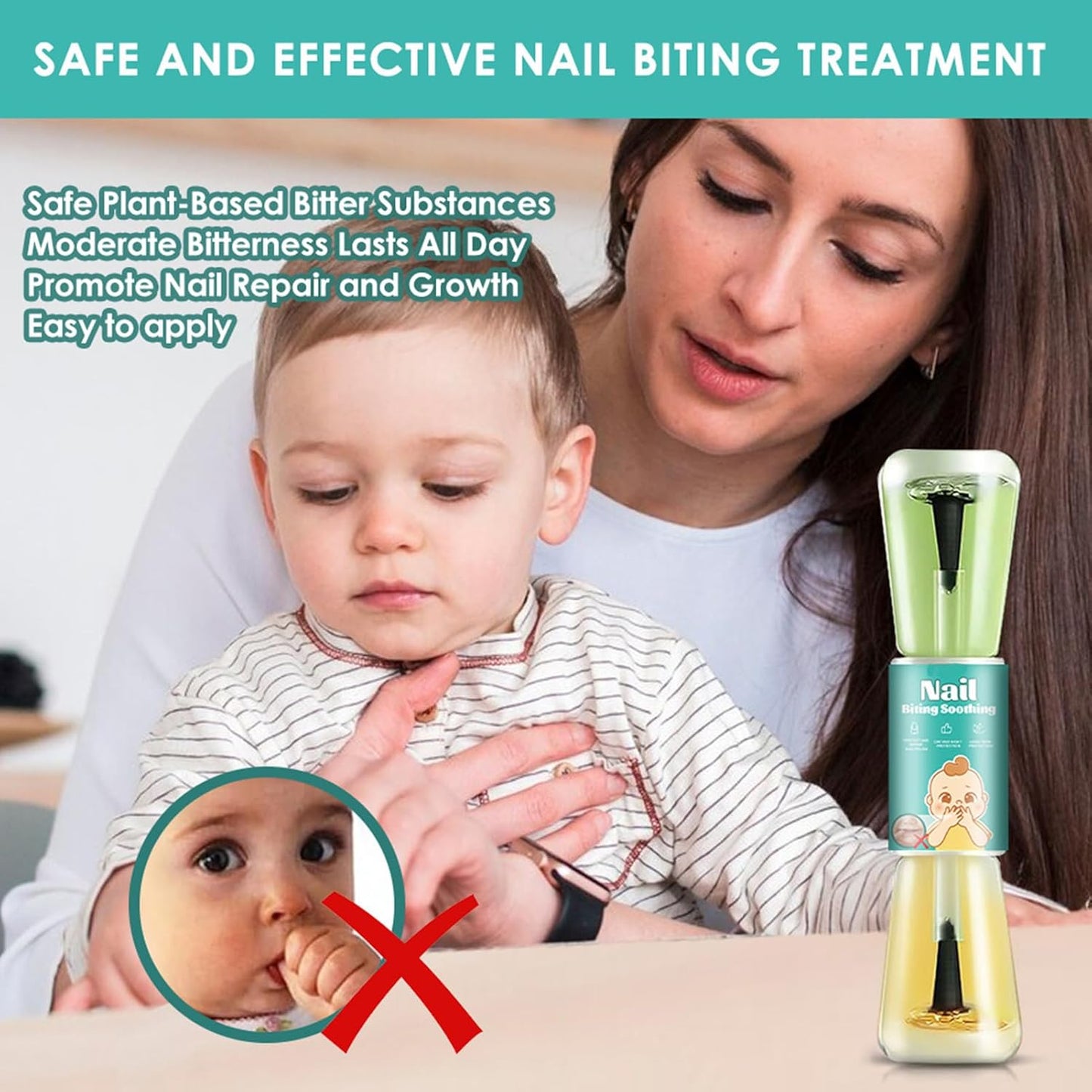 Bitter Nail Polish, Bitter Taste Thumb Sucking Nail, Natural Safe & Effective Solution Deterring, Easy Application, Fingernail Care Manicure Tools for Toddler, Children